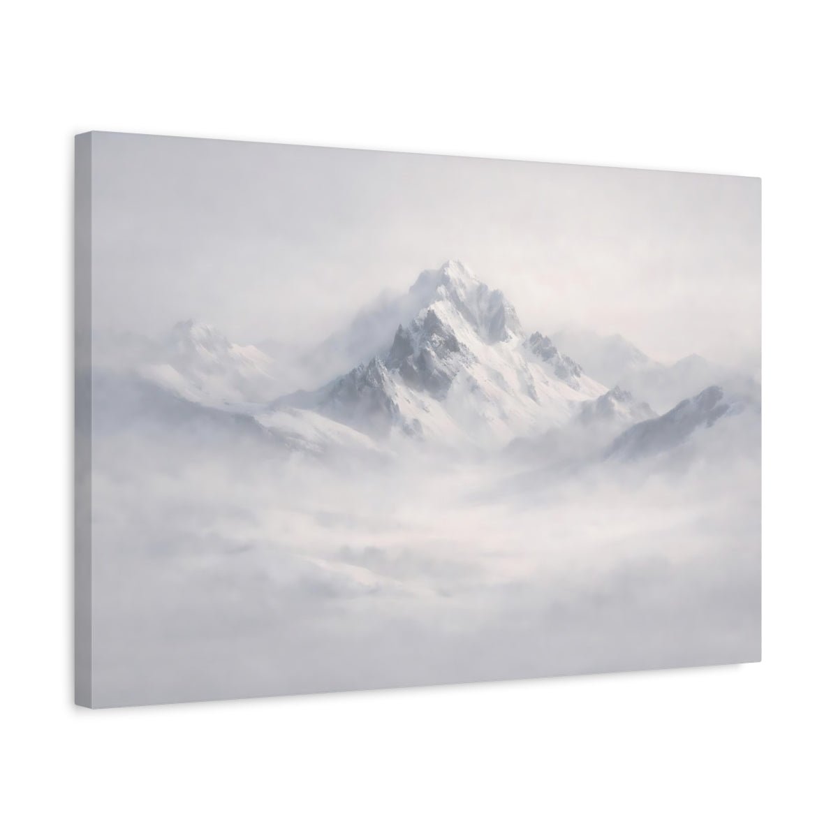 Nature Snowy Mountains White And Grey - Canvas Wall Art Print - YesArtYes