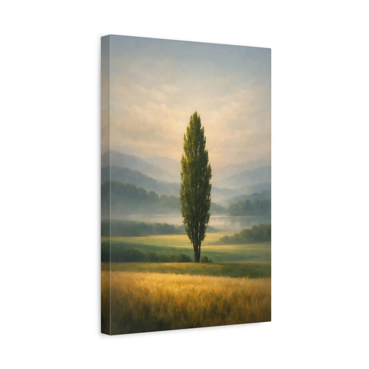Side Mockup 4. Nature Solitary Tree Green Tree Landscape shown as stretched canvas wall art