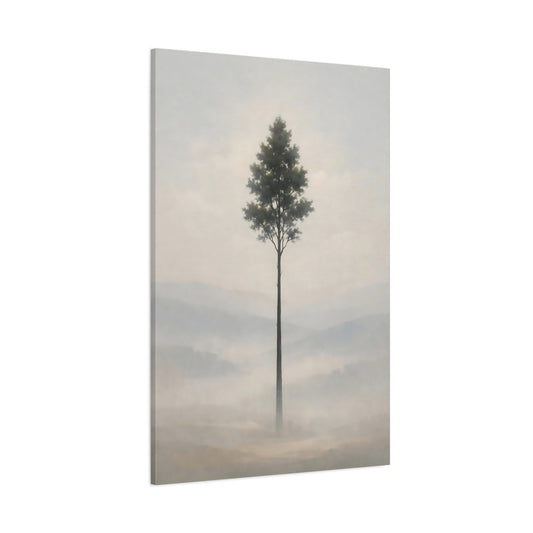 Nature Solitary Tree Misty Solitary Tree shown as stretched canvas wall art