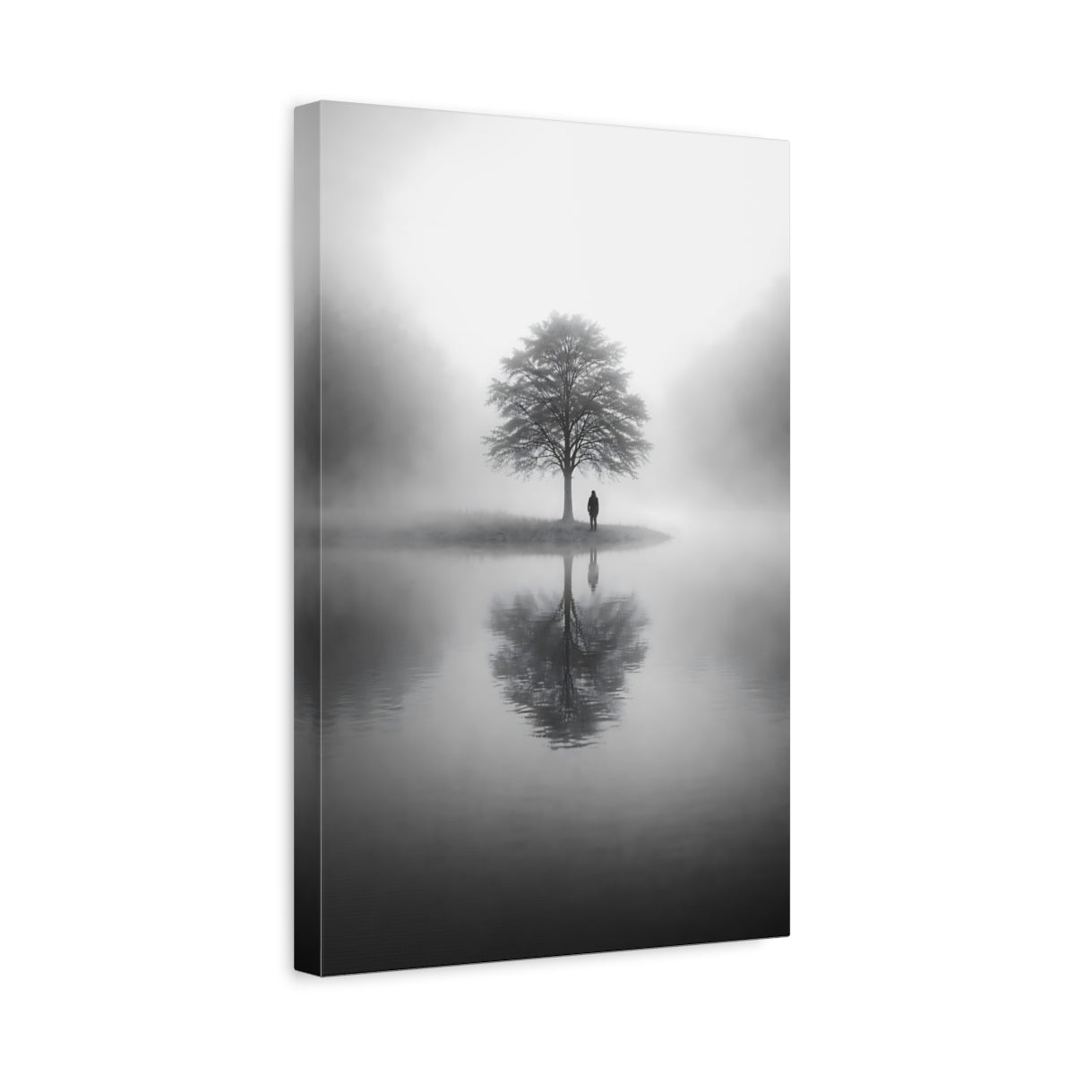 Nature Solitary Tree Monochrome - Canvas Wall Art Print - YesArtYes