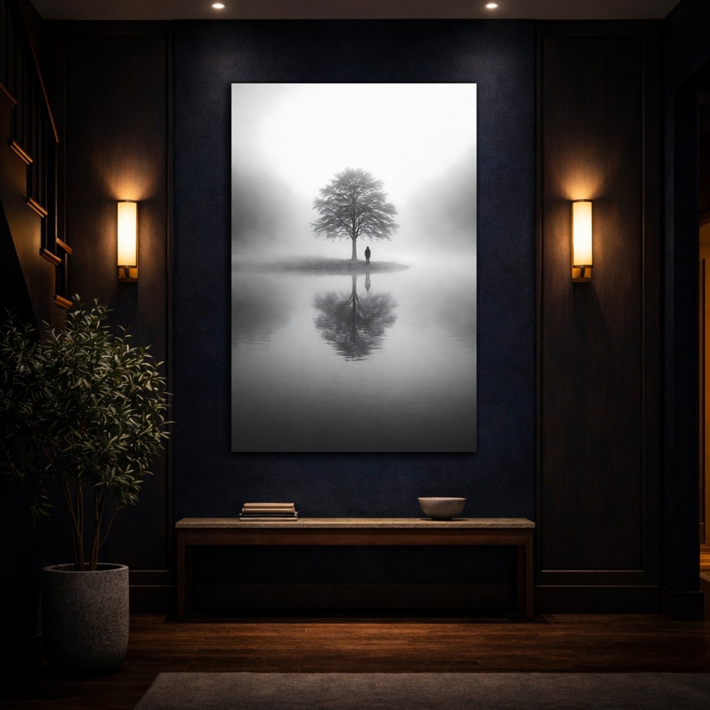 Nature Solitary Tree Monochrome - Canvas Wall Art Print - YesArtYes