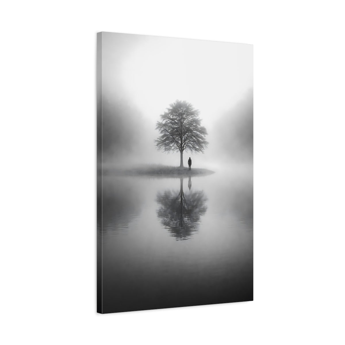 Nature Solitary Tree Monochrome - Canvas Wall Art Print - YesArtYes
