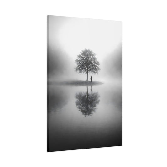 Nature Solitary Tree Monochrome - Canvas Wall Art Print - YesArtYes