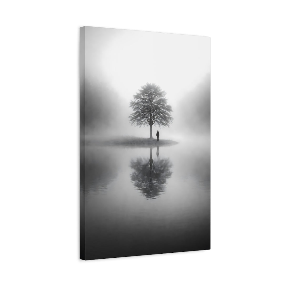 Nature Solitary Tree Monochrome - Canvas Wall Art Print - YesArtYes