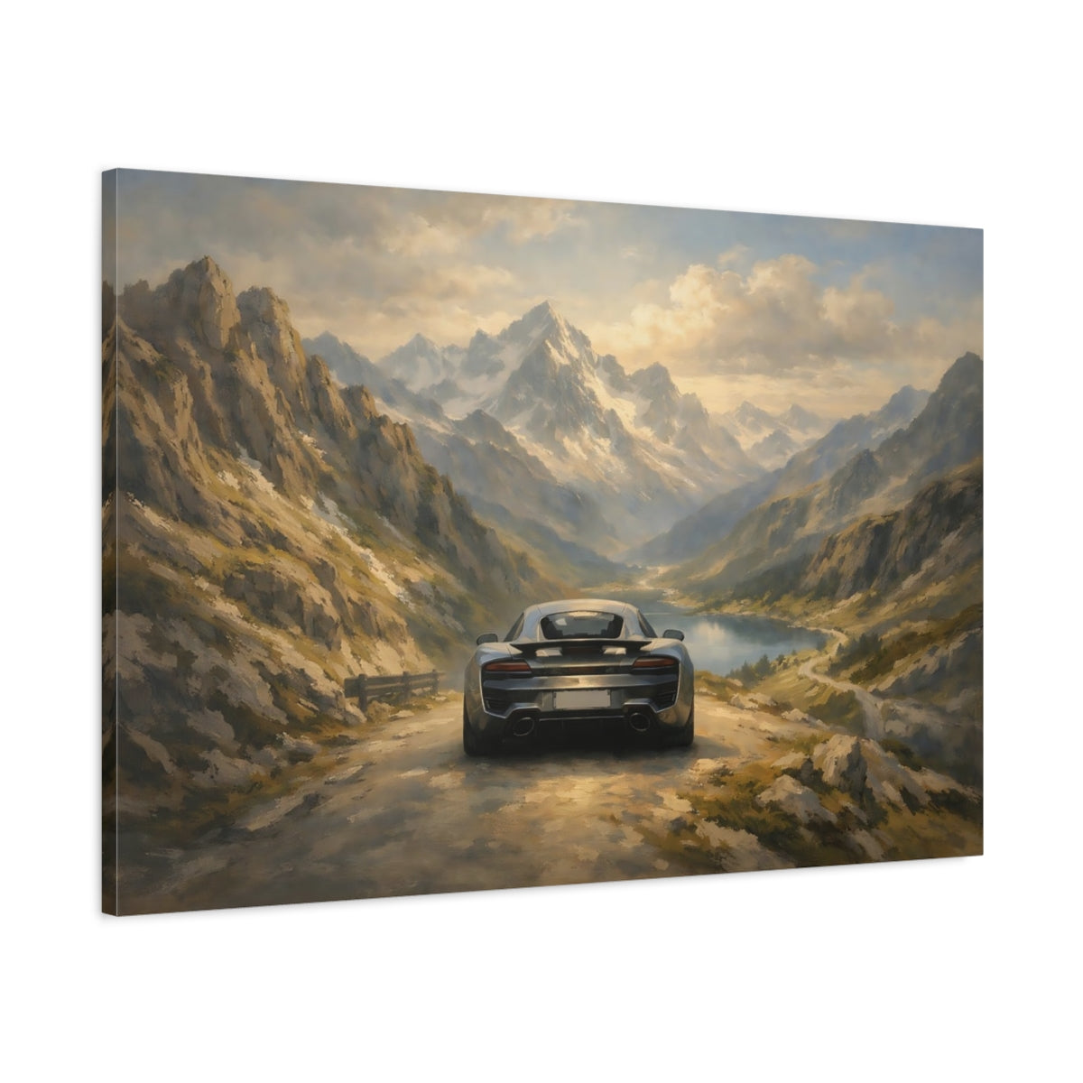 Side Mockup 1. Nature Sports Car Mountain Car View shown as stretched canvas wall art