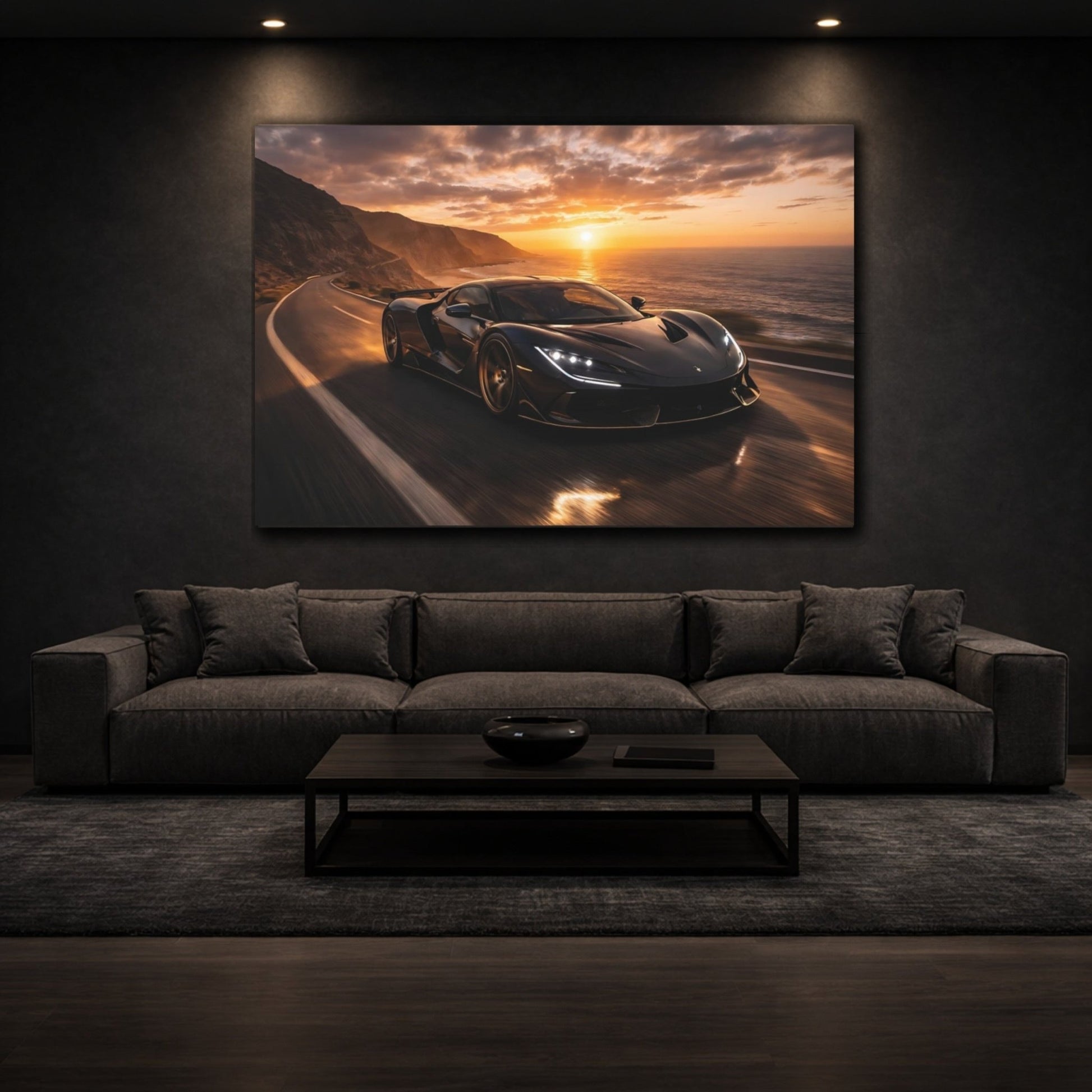 Nature Sports Car Sunset - Canvas Wall Art Print - YesArtYes