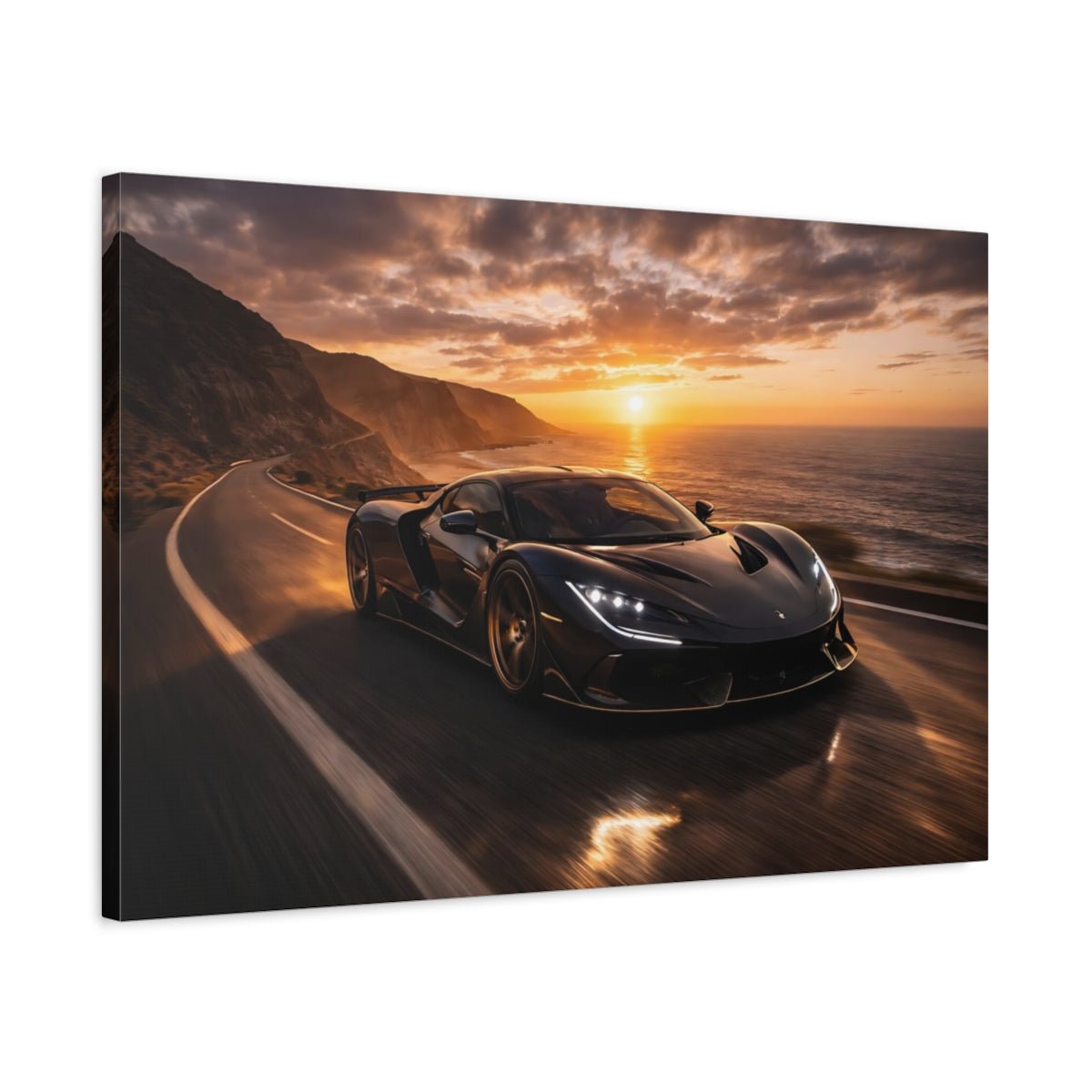 Nature Sports Car Sunset - Canvas Wall Art Print - YesArtYes