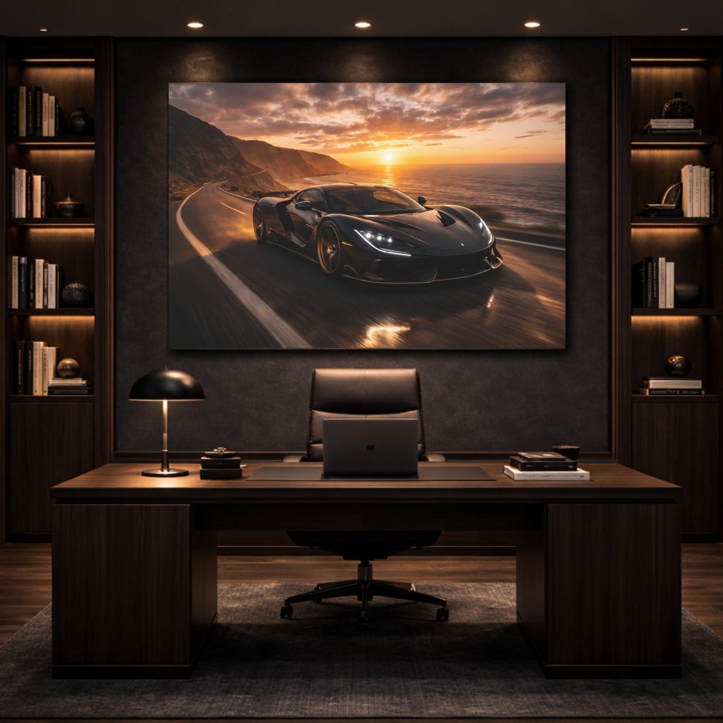 Nature Sports Car Sunset - Canvas Wall Art Print - YesArtYes