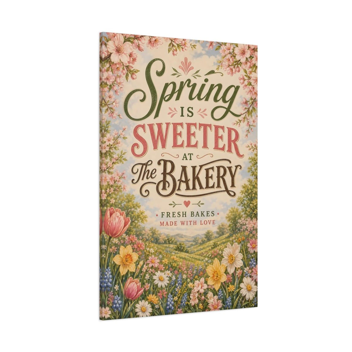 Nature Spring Flowers Pastel Floral Canvas Print – Vintage Kitchen, Dining Area Wall - YesArtYes