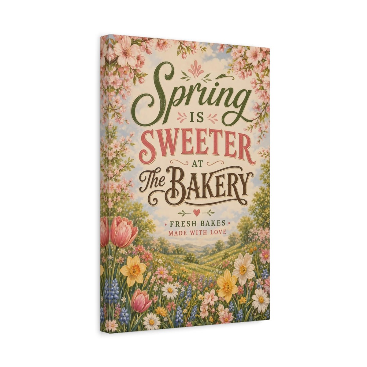 Nature Spring Flowers Pastel Floral Canvas Print – Vintage Kitchen, Dining Area Wall - YesArtYes