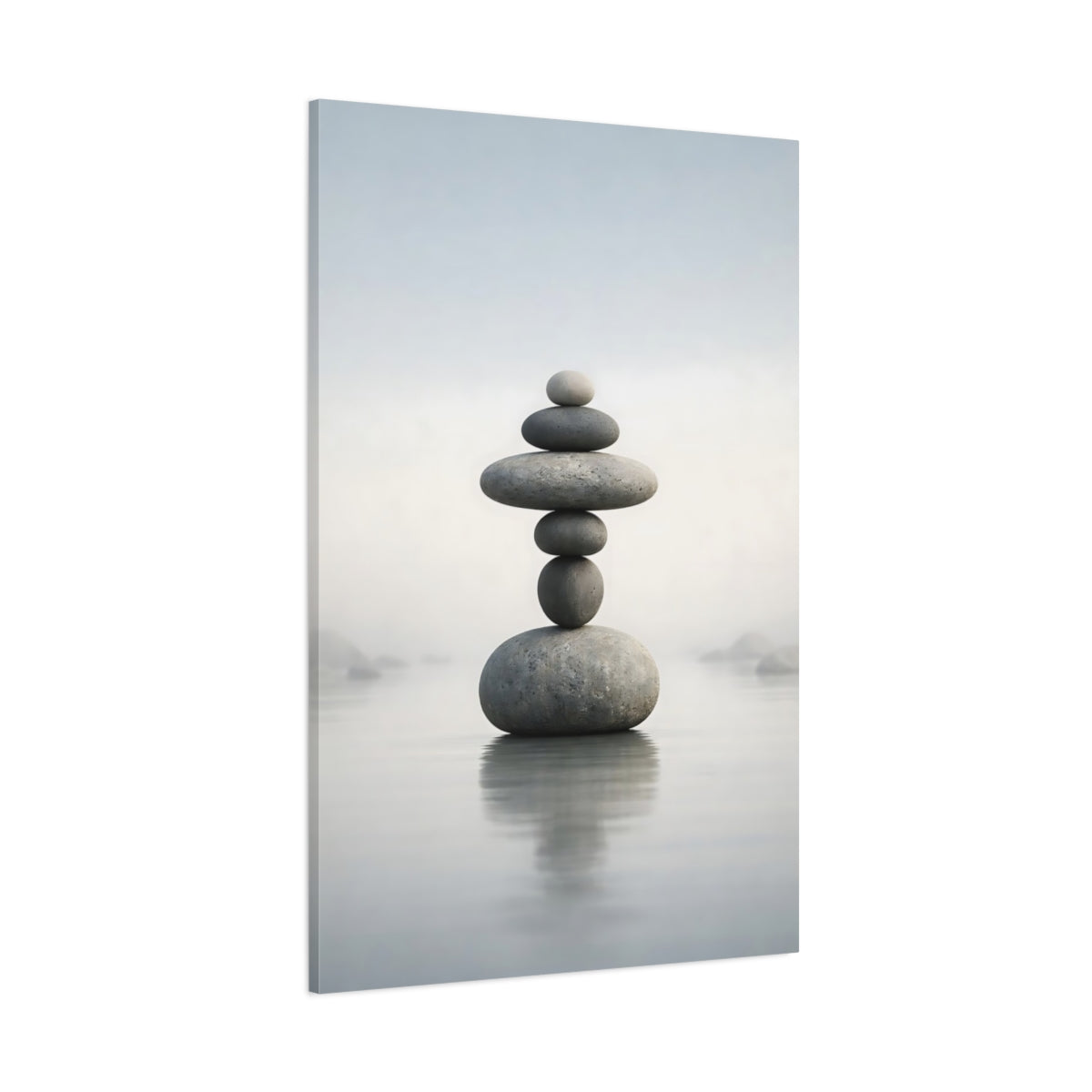 Nature Stacked Stones Gray Stacked Stones shown as stretched canvas wall art