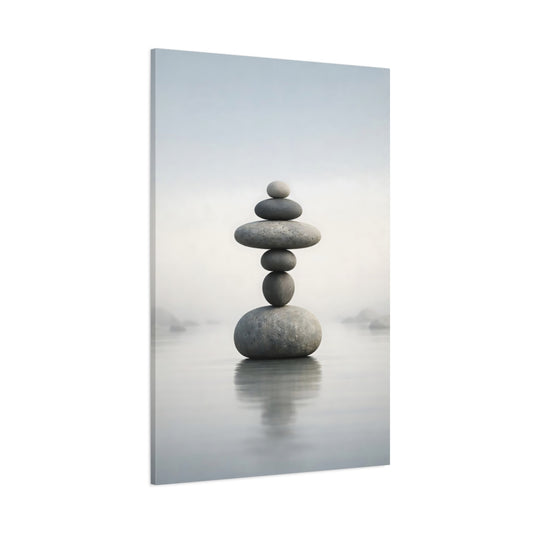 Nature Stacked Stones Gray Stacked Stones shown as stretched canvas wall art