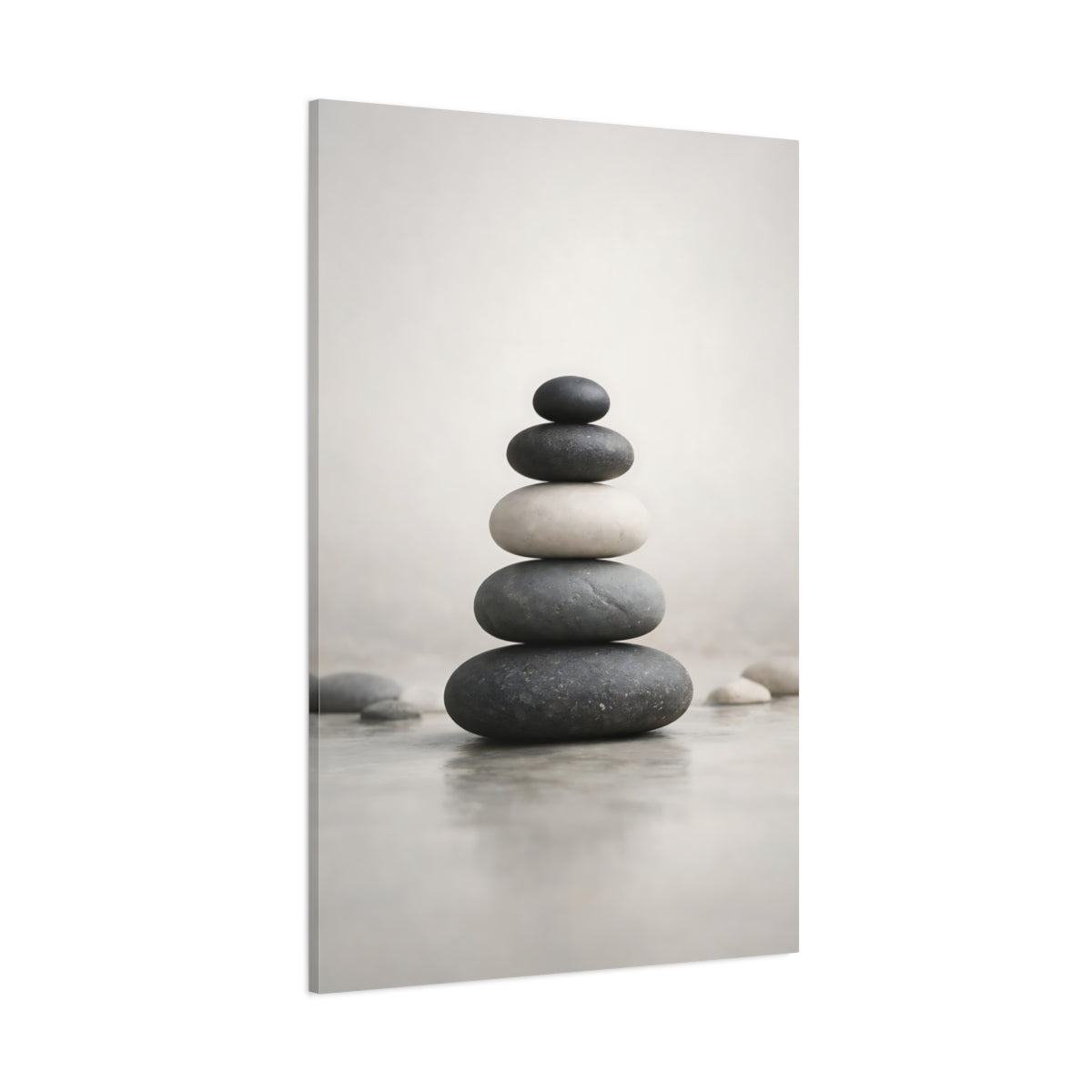 Nature Stacked Stones Grey Stacked Stones shown as stretched canvas wall art