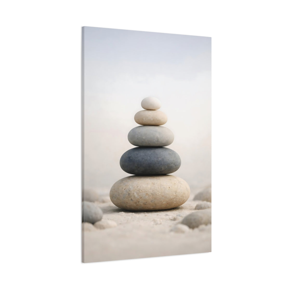 Nature Stacked Stones Neutral Stone Stack shown as stretched canvas wall art