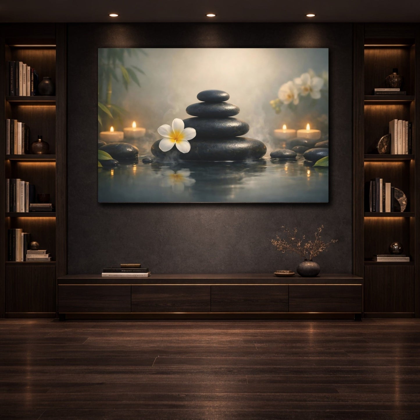 Nature Stacked Stones Spa Serenity - Canvas Wall Art Print - YesArtYes