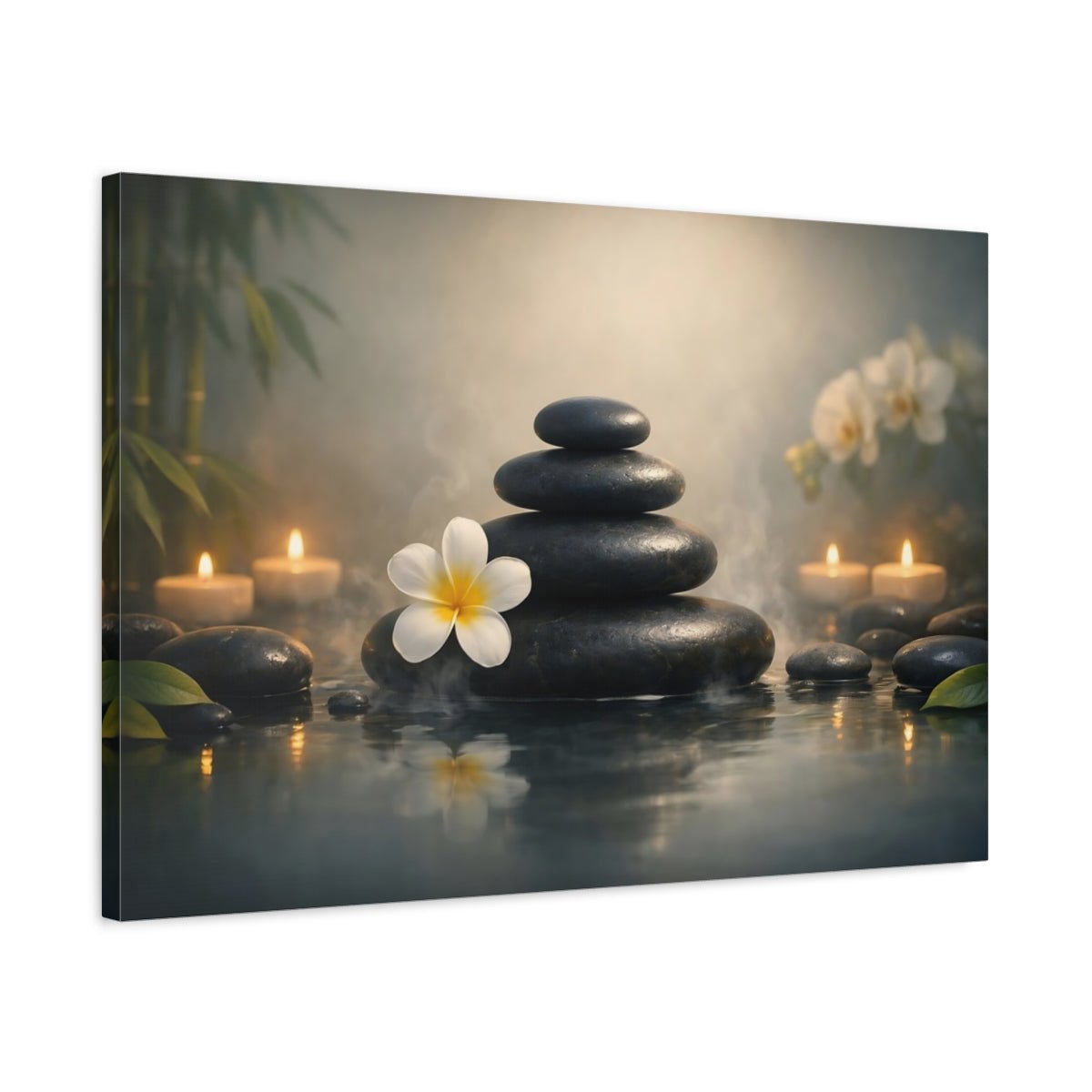 Nature Stacked Stones Spa Serenity - Canvas Wall Art Print - YesArtYes