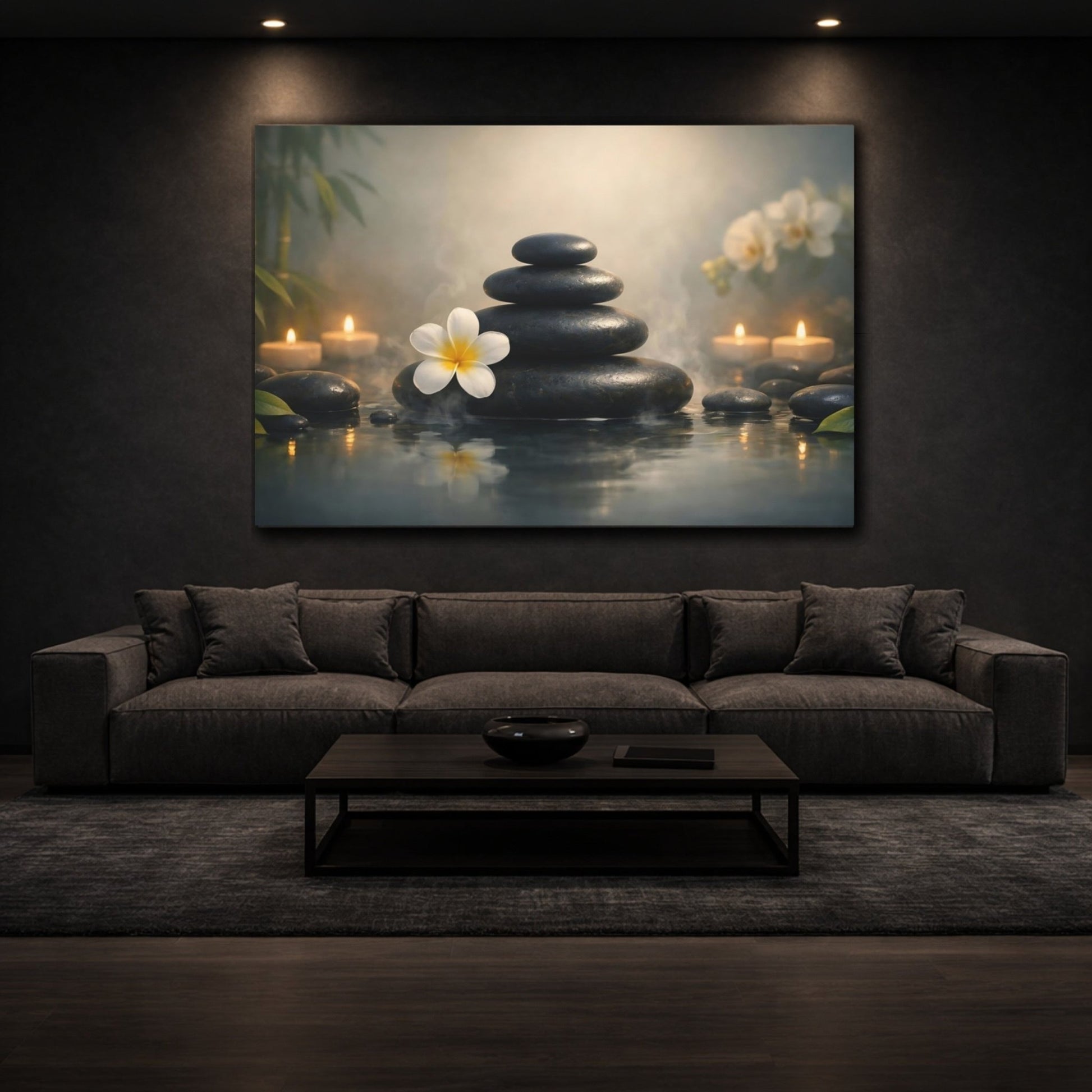 Nature Stacked Stones Spa Serenity - Canvas Wall Art Print - YesArtYes