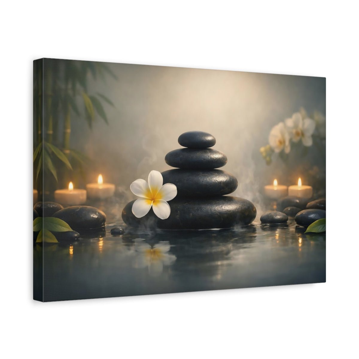 Nature Stacked Stones Spa Serenity - Canvas Wall Art Print - YesArtYes