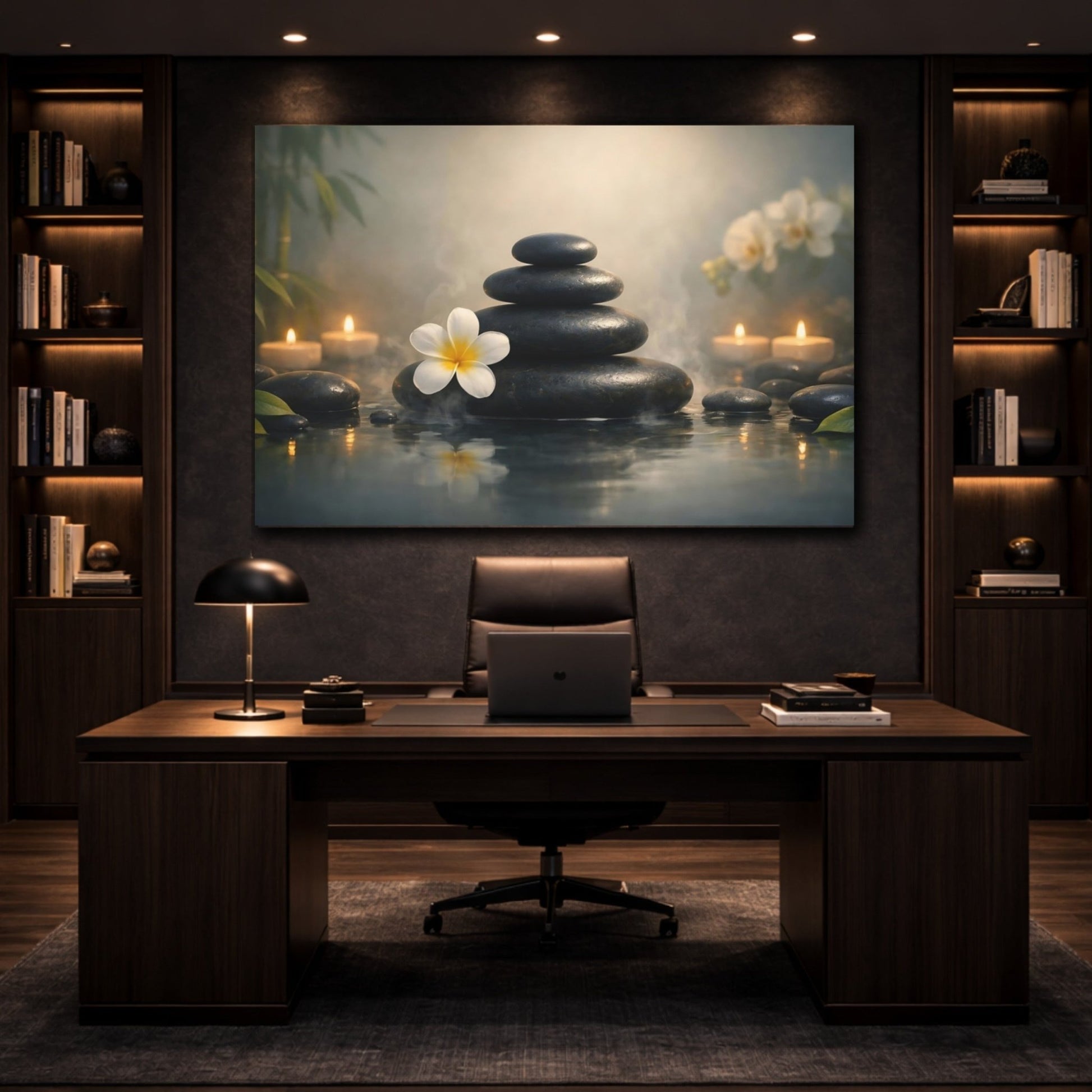 Nature Stacked Stones Spa Serenity - Canvas Wall Art Print - YesArtYes