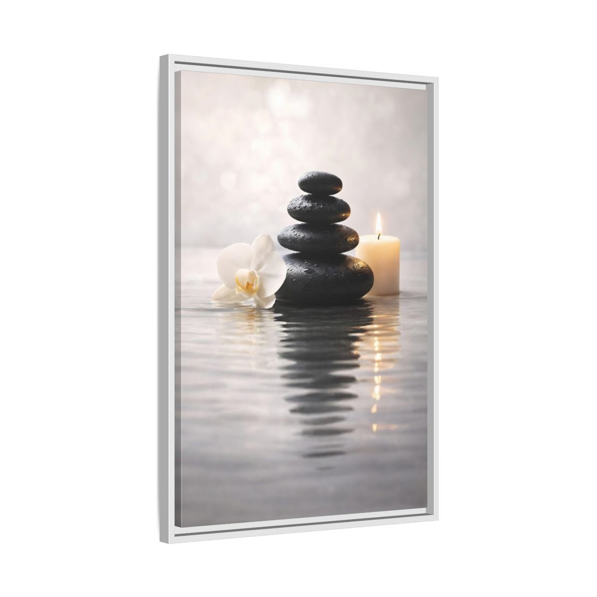Nature Stacked Stones Zen - Framed Canvas Wall Art Print - YesArtYes