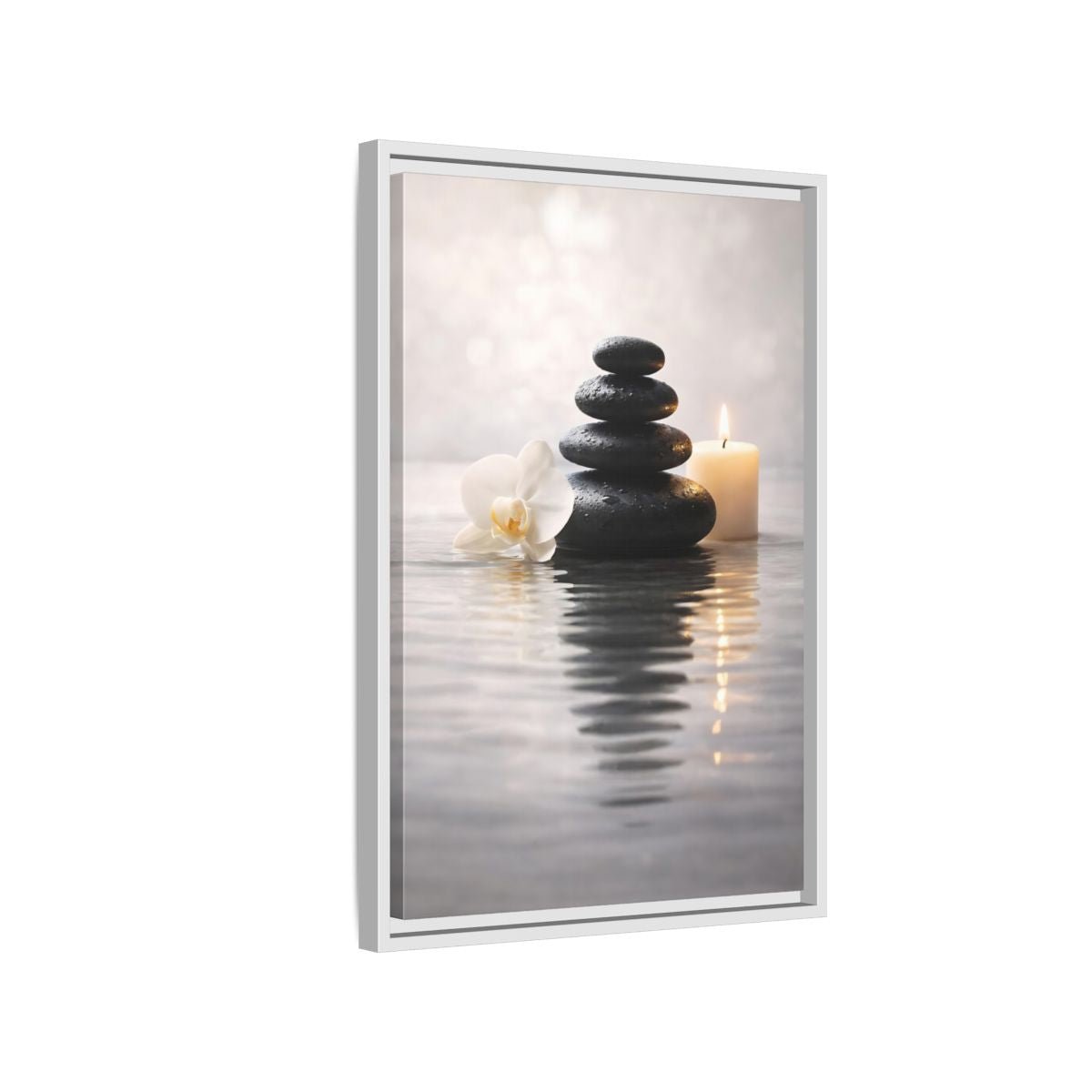 Nature Stacked Stones Zen - Framed Canvas Wall Art Print - YesArtYes