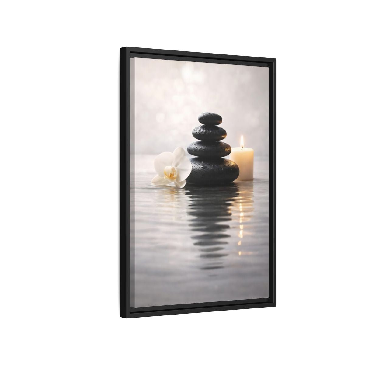 Nature Stacked Stones Zen - Framed Canvas Wall Art Print - YesArtYes