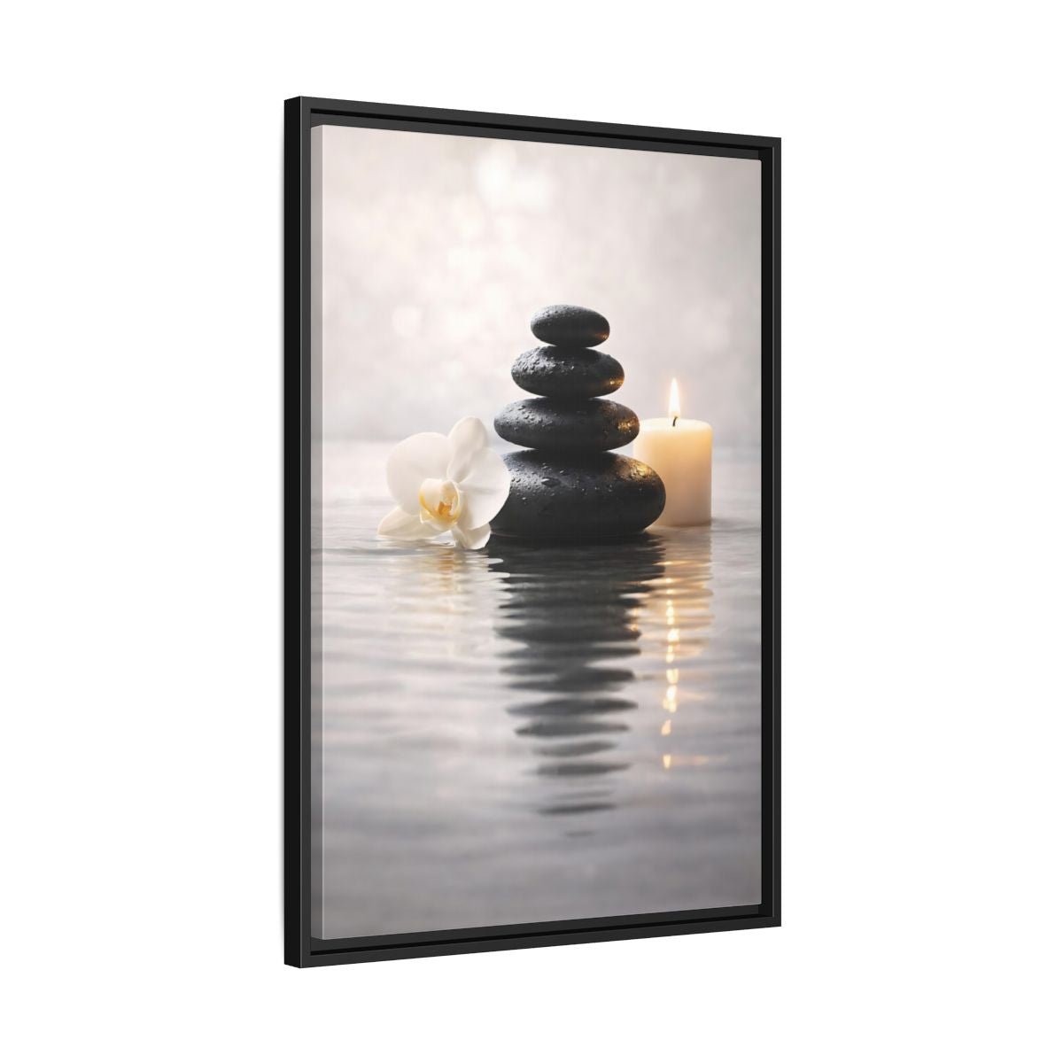 Nature Stacked Stones Zen - Framed Canvas Wall Art Print - YesArtYes