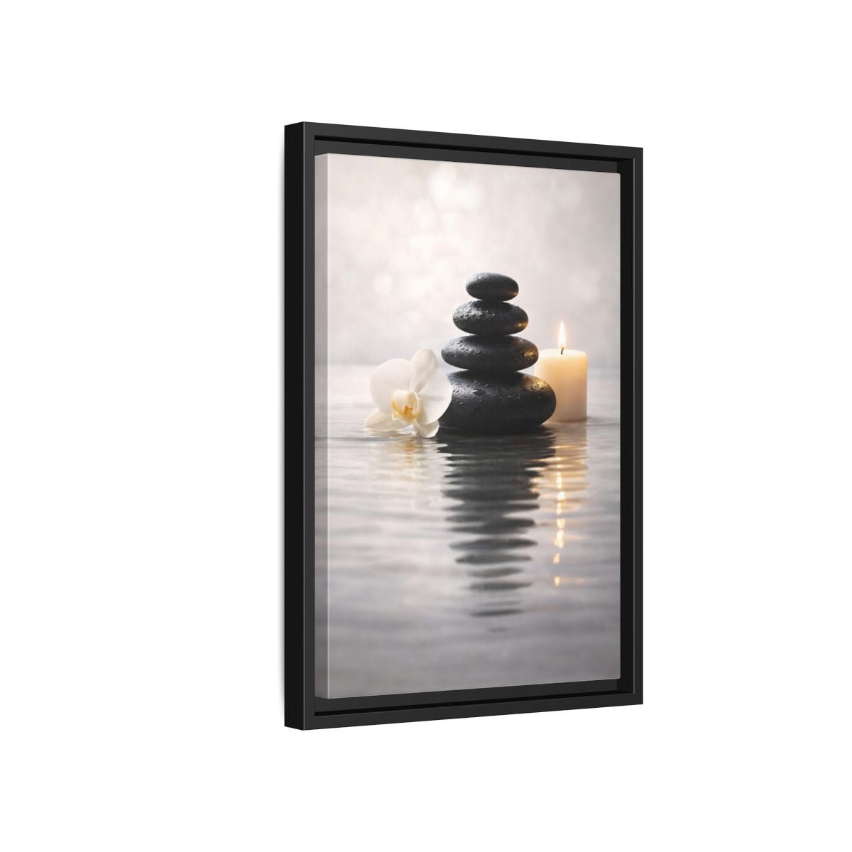 Nature Stacked Stones Zen - Framed Canvas Wall Art Print - YesArtYes