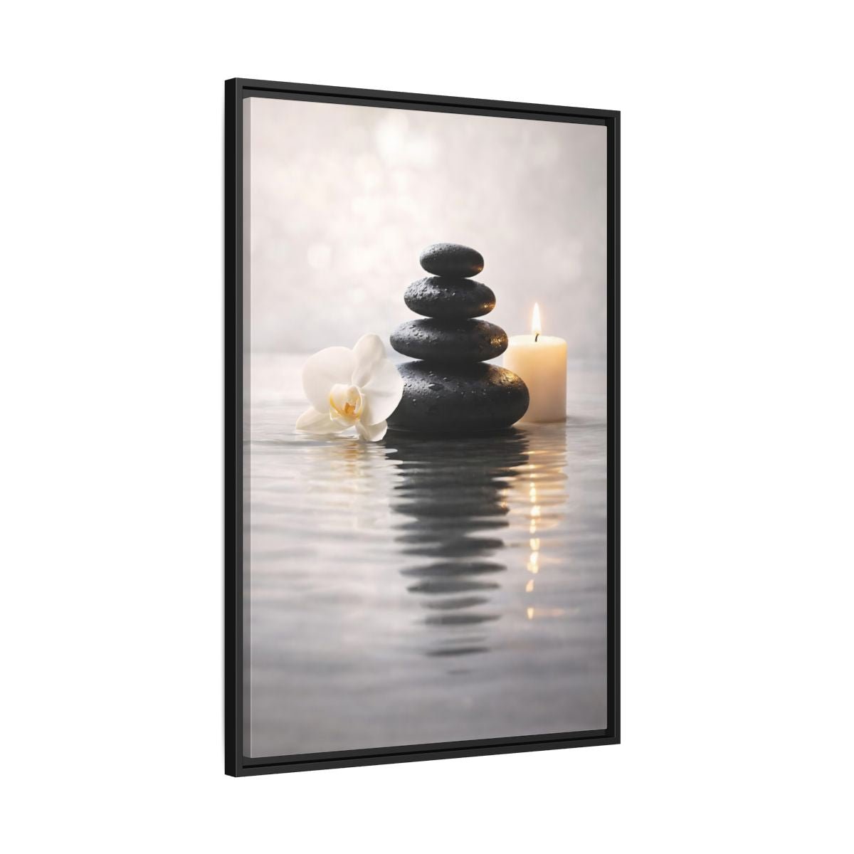 Nature Stacked Stones Zen - Framed Canvas Wall Art Print - YesArtYes
