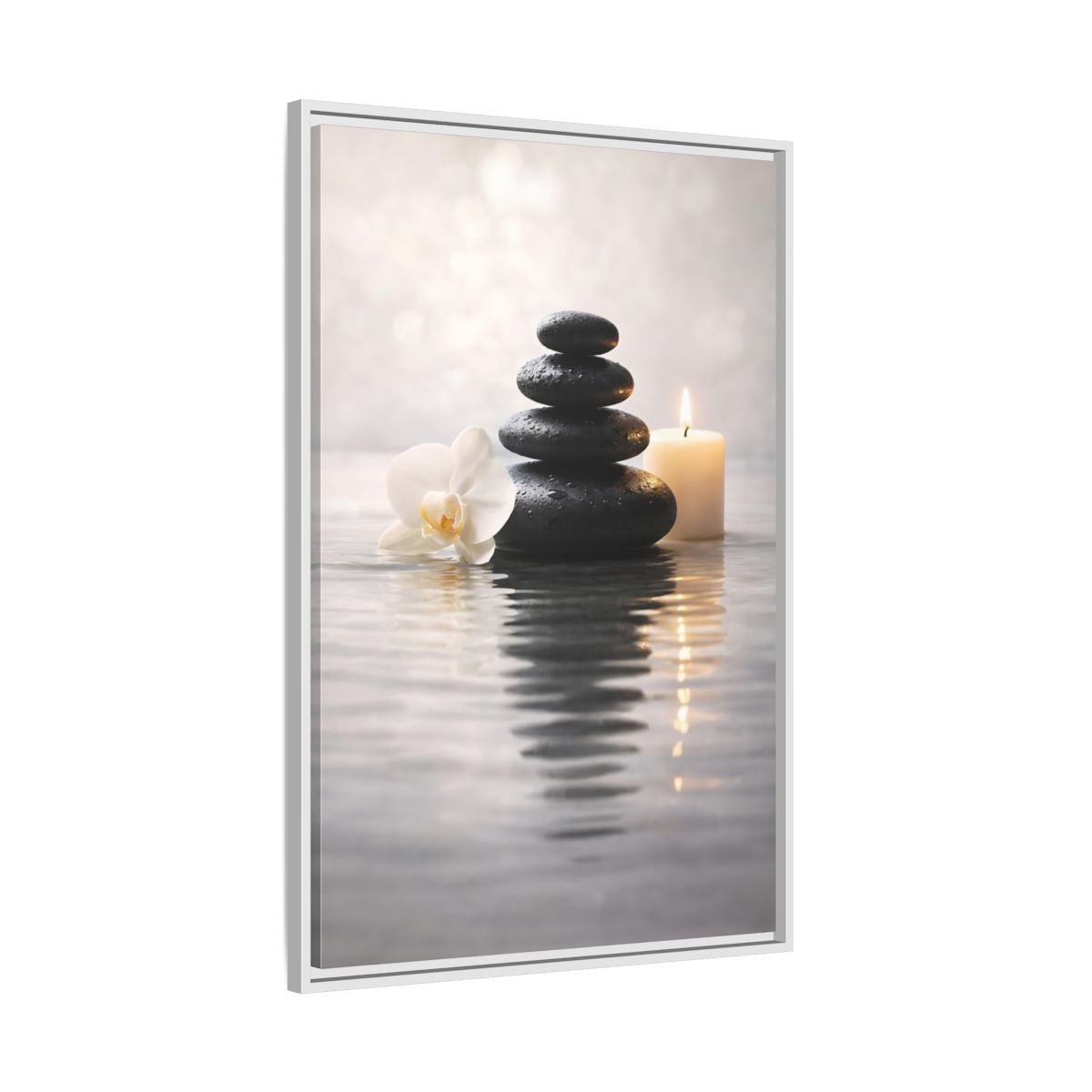 Nature Stacked Stones Zen - Framed Canvas Wall Art Print - YesArtYes