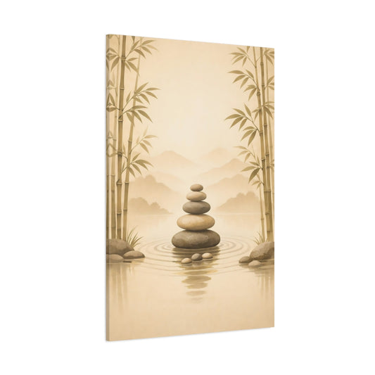 Nature Stacked Stones Zen Stone Art shown as stretched canvas wall art