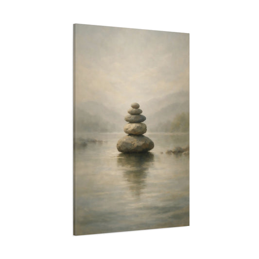 Main Mockup. Nature Stacked Stones Zen Stone Stack shown as stretched canvas wall art