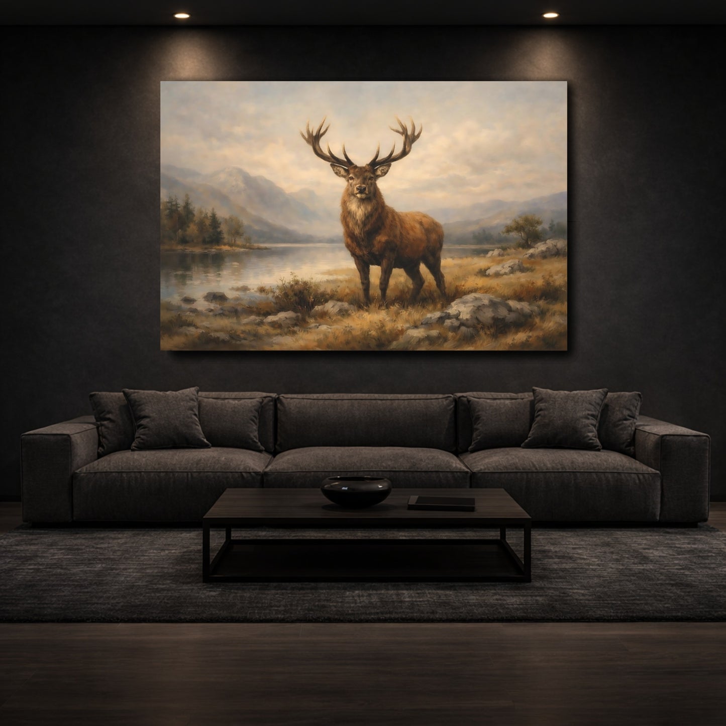 Mockup 2. Nature Stag Brown Stag shown as stretched canvas wall art