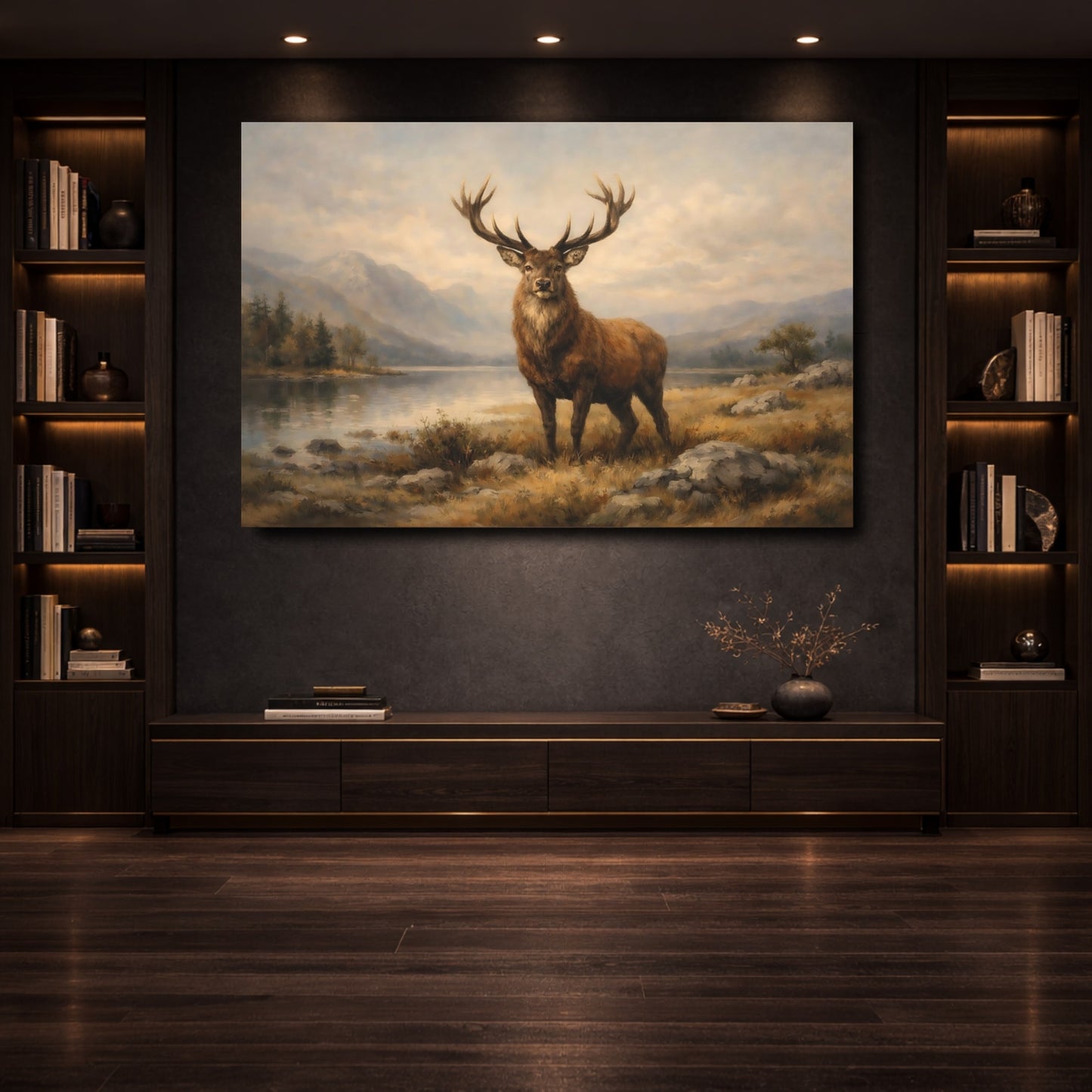 Mockup 3. Nature Stag Brown Stag shown as stretched canvas wall art