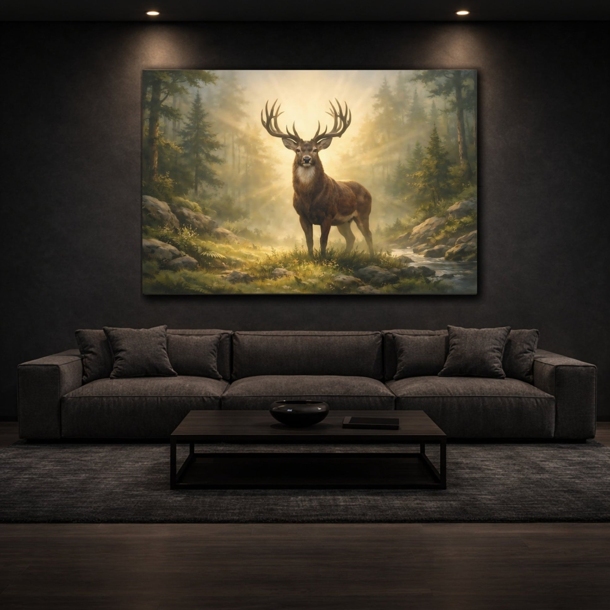 Nature Stag Golden Forest - Canvas Wall Art Print - YesArtYes