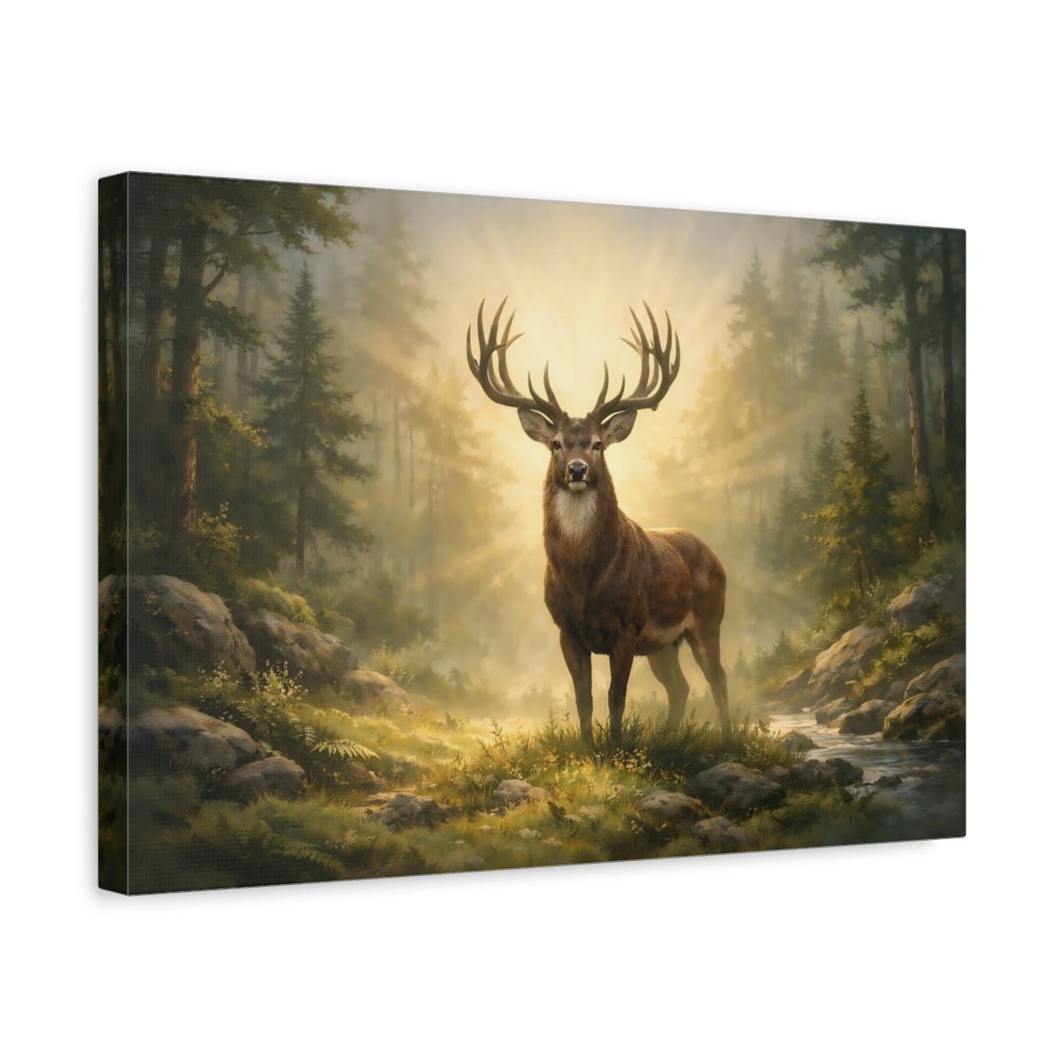 Nature Stag Golden Forest - Canvas Wall Art Print - YesArtYes