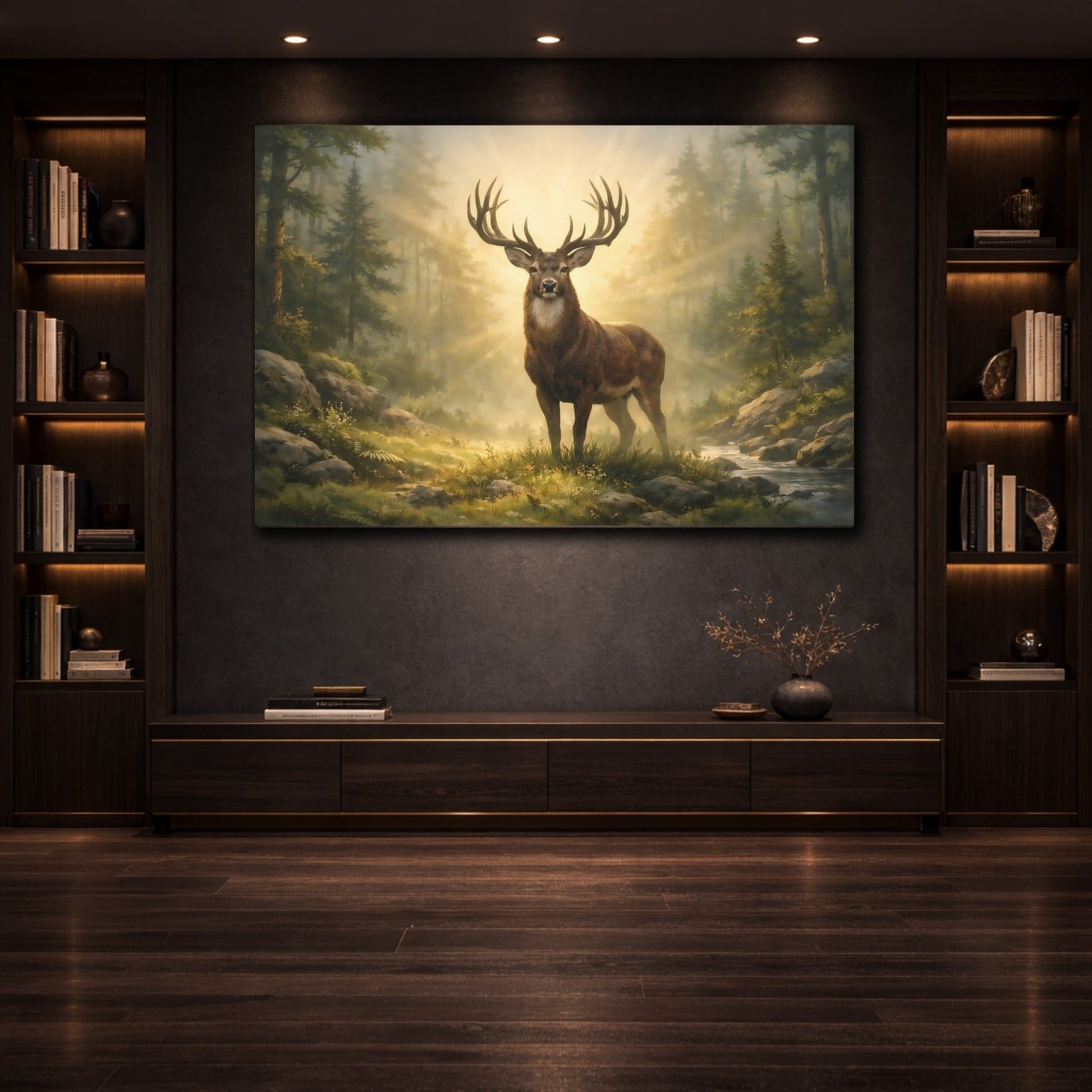 Nature Stag Golden Forest - Canvas Wall Art Print - YesArtYes