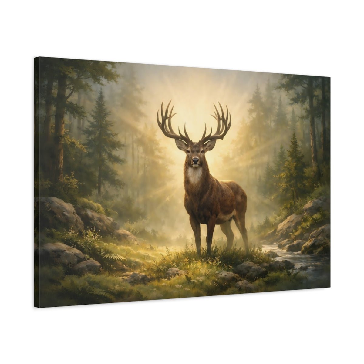 Nature Stag Golden Forest - Canvas Wall Art Print - YesArtYes