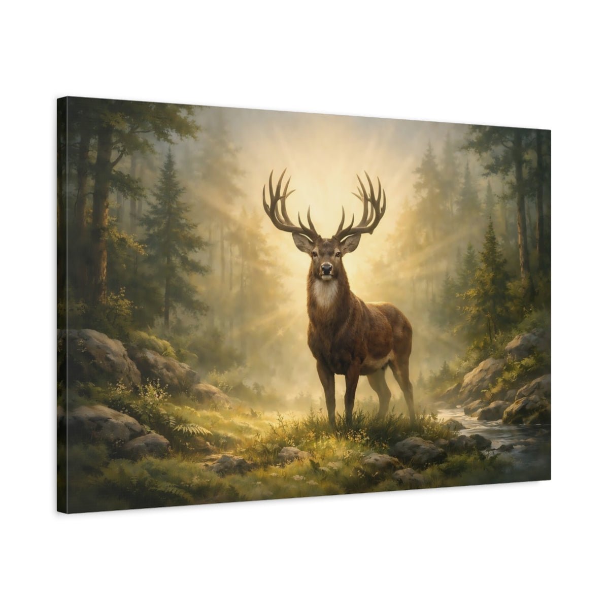 Nature Stag Golden Forest - Canvas Wall Art Print - YesArtYes