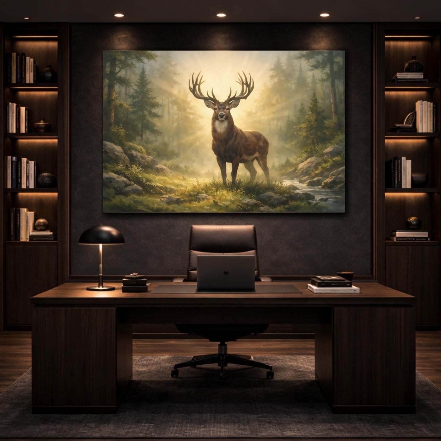 Nature Stag Golden Forest - Canvas Wall Art Print - YesArtYes