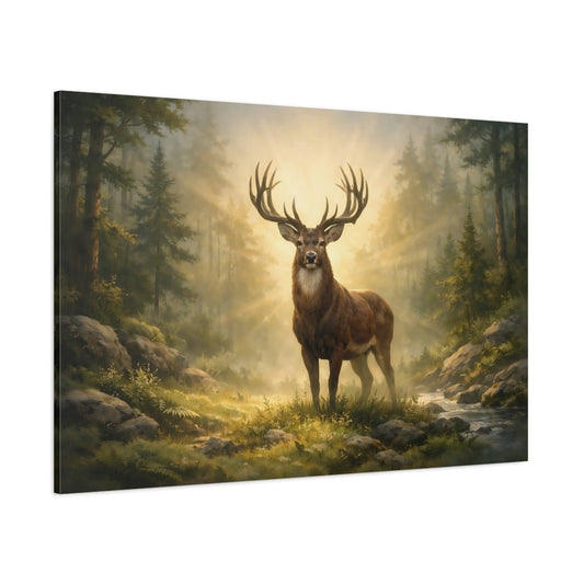 Nature Stag Golden Forest - Canvas Wall Art Print - YesArtYes