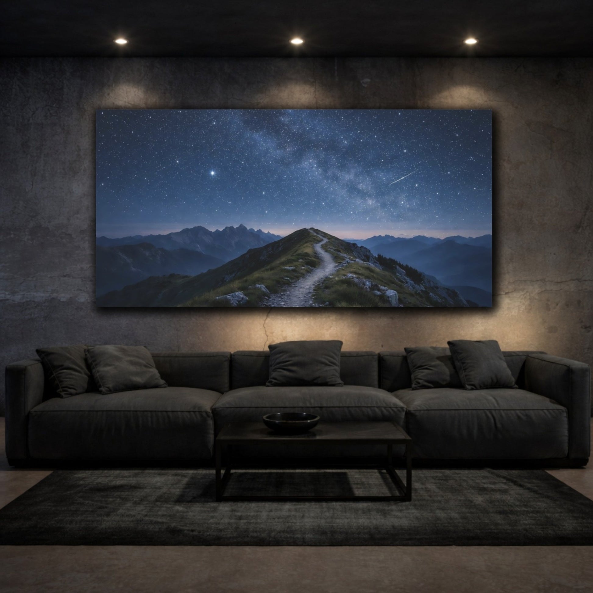 Nature Starry Mountain Night - Canvas Wall Art Print - YesArtYes