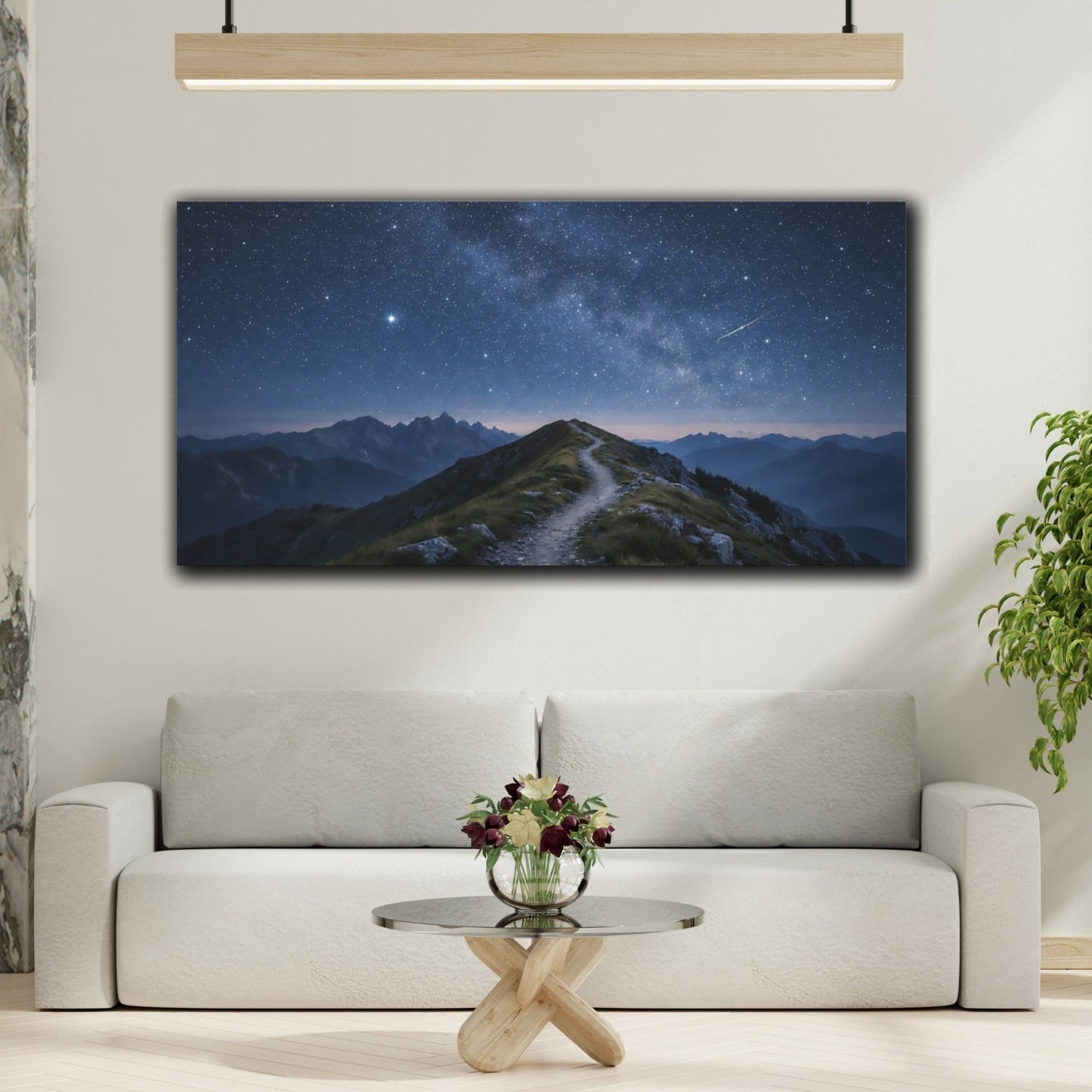 Nature Starry Mountain Night - Canvas Wall Art Print - YesArtYes