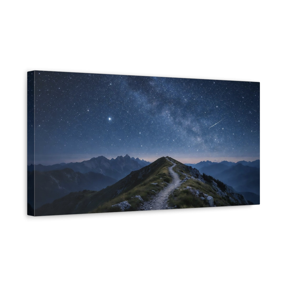 Side Mockup 3. Nature Starry Mountain Starry Night Mountain shown as stretched canvas wall art