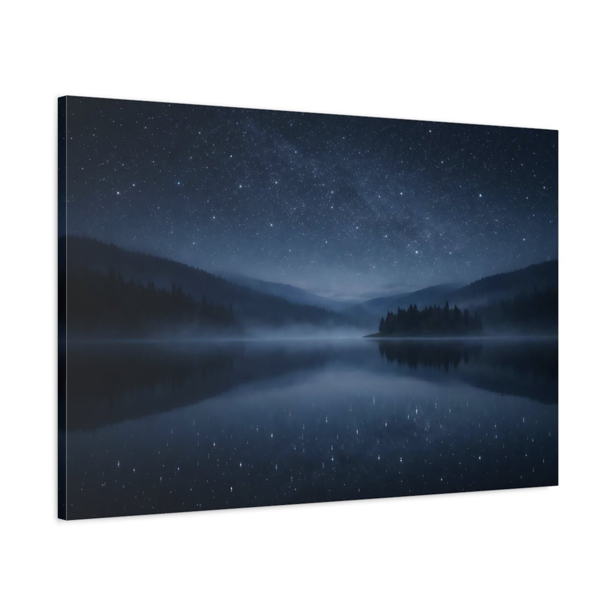 Nature Starry Night Blue Landscape - Canvas Wall Art Print - YesArtYes