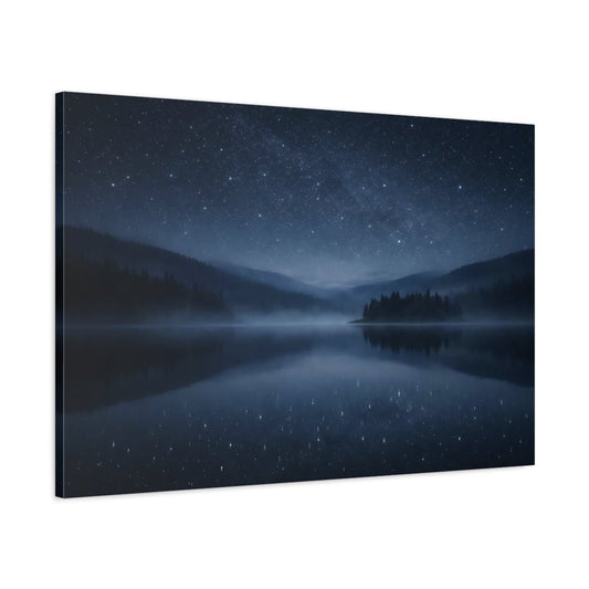 Nature Starry Night Blue Landscape - Canvas Wall Art Print - YesArtYes