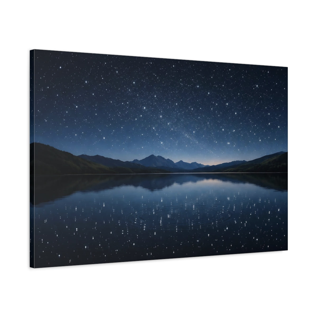 Main Mockup. Nature Starry Night Blue Night Sky shown as stretched canvas wall art