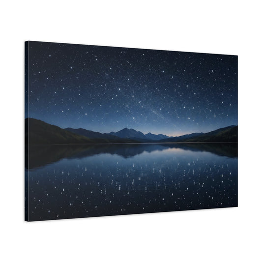 Main Mockup. Nature Starry Night Blue Night Sky shown as stretched canvas wall art