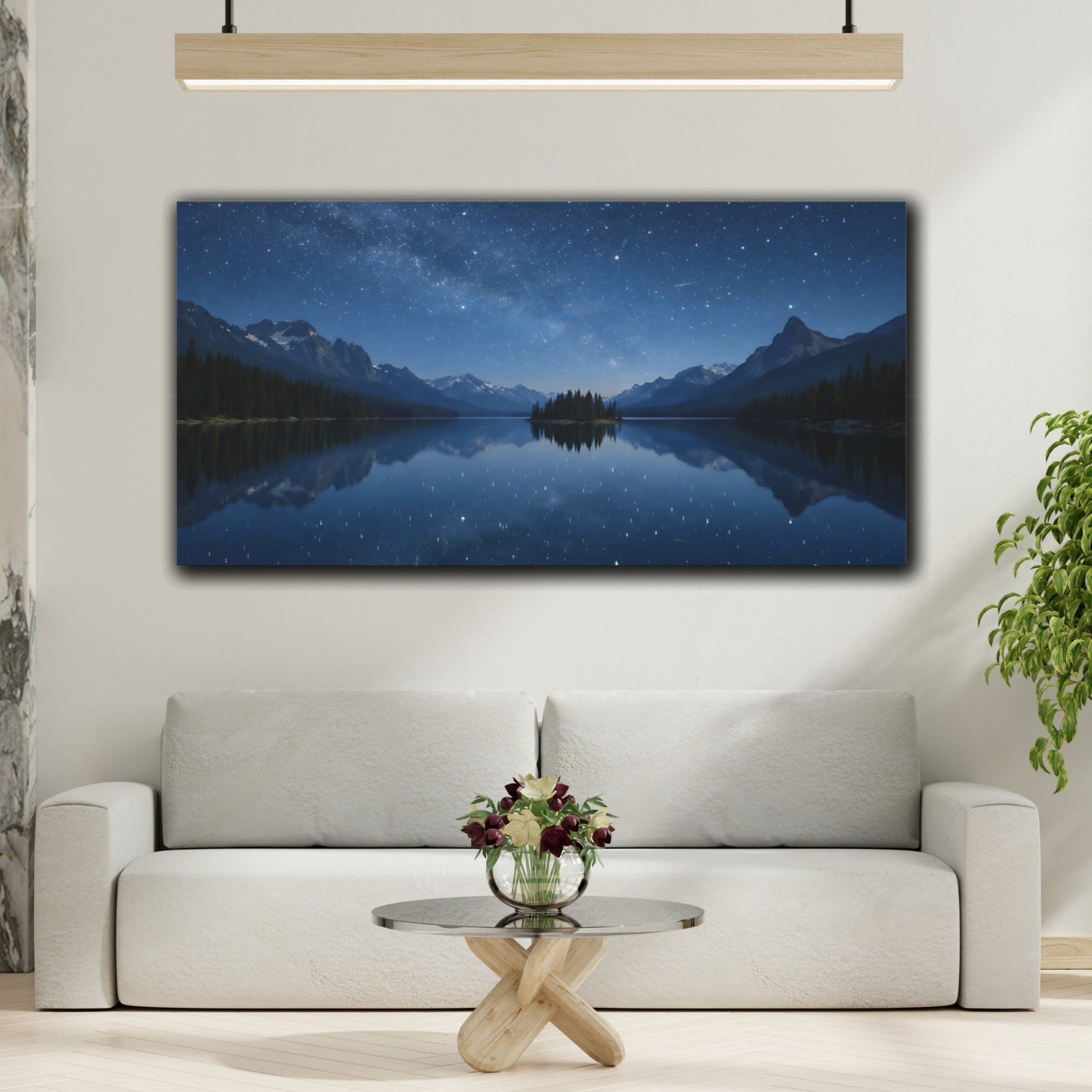 Nature Starry Night Blue Sky - Canvas Wall Art Print - YesArtYes