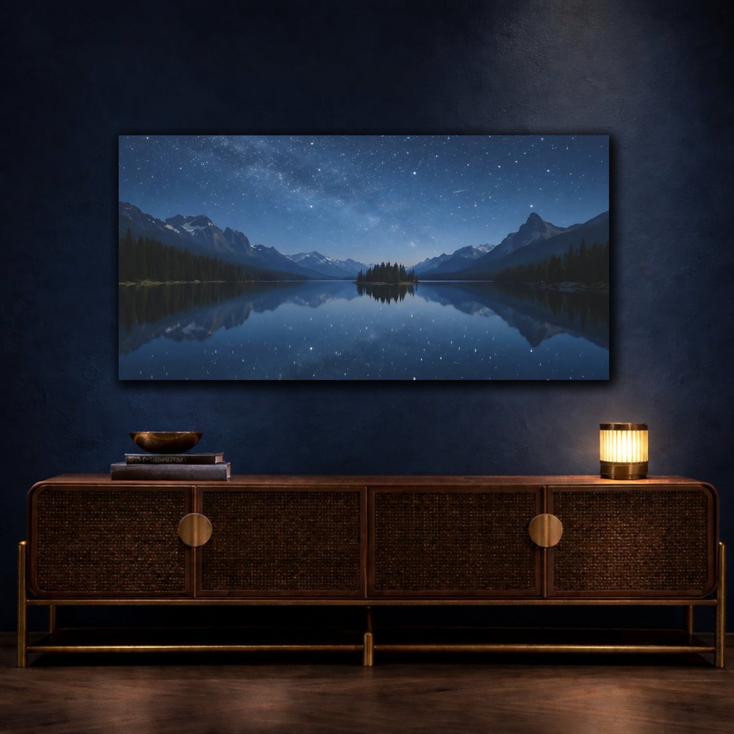 Nature Starry Night Blue Sky - Canvas Wall Art Print - YesArtYes